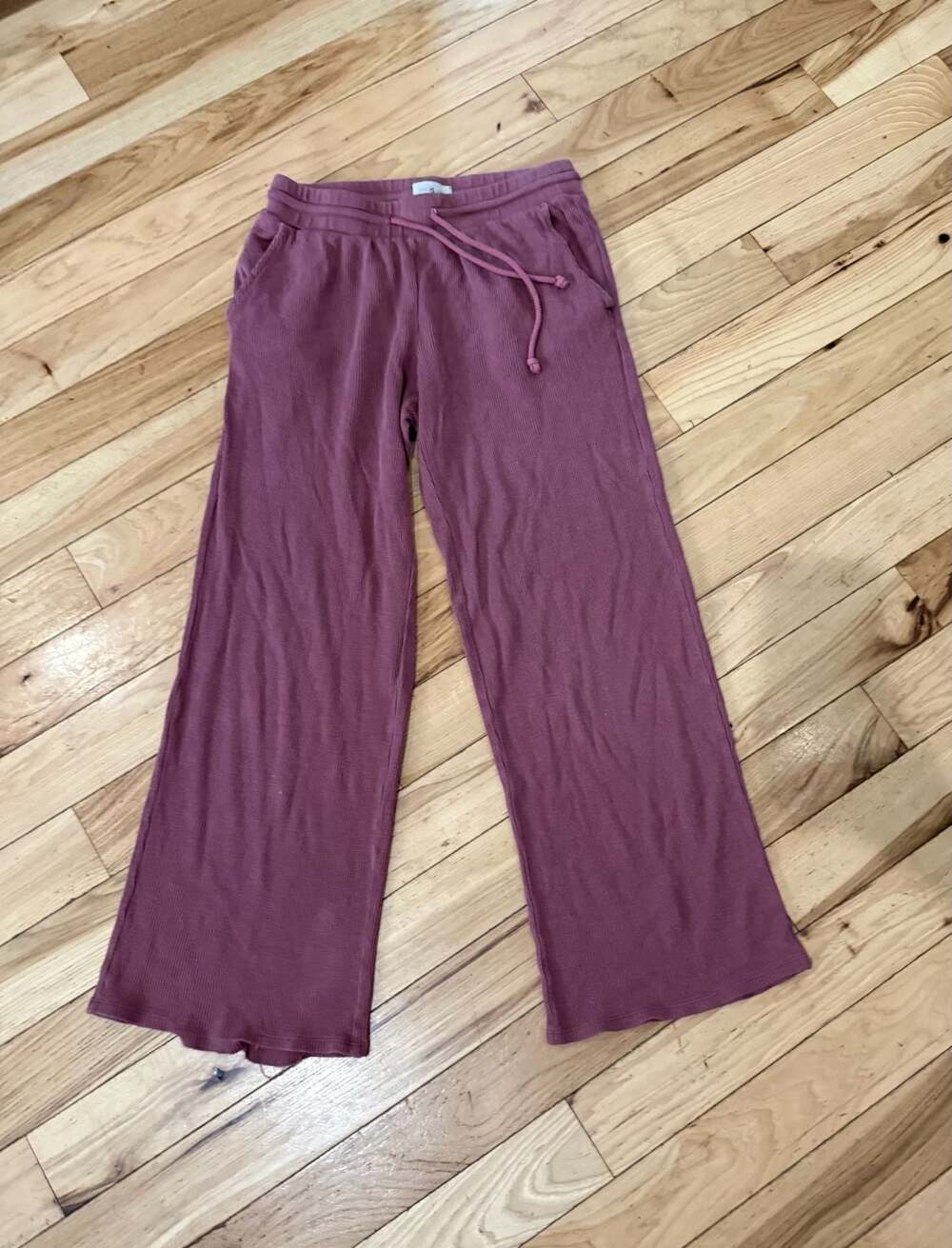 Lou & Grey Thermal Waffle Knit Drawstring Wide Leg Lounge Pants
